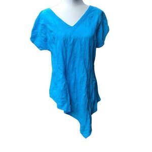 Cottonseed Casual Wear 100% Cotton Embroidery Turquoise Tunic Top Women's Large